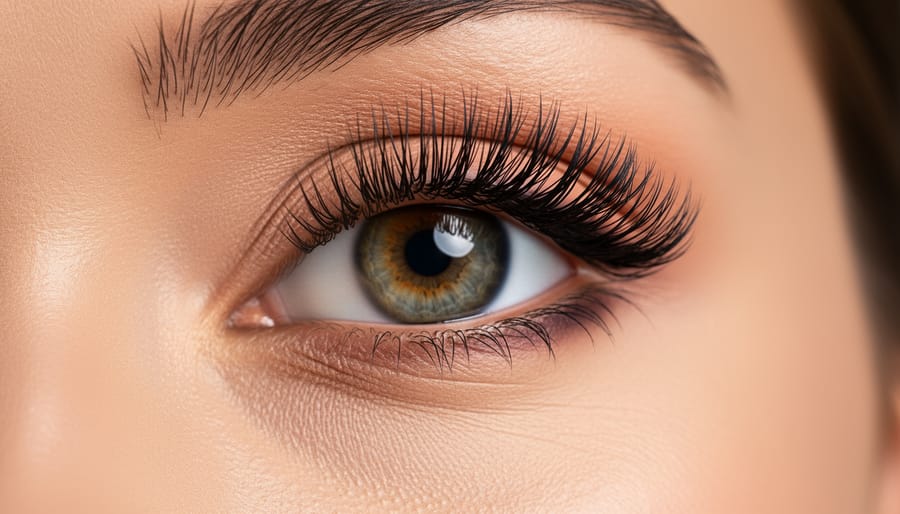 Person’s eyes showcasing defined eyelashes with a natural lash finish
