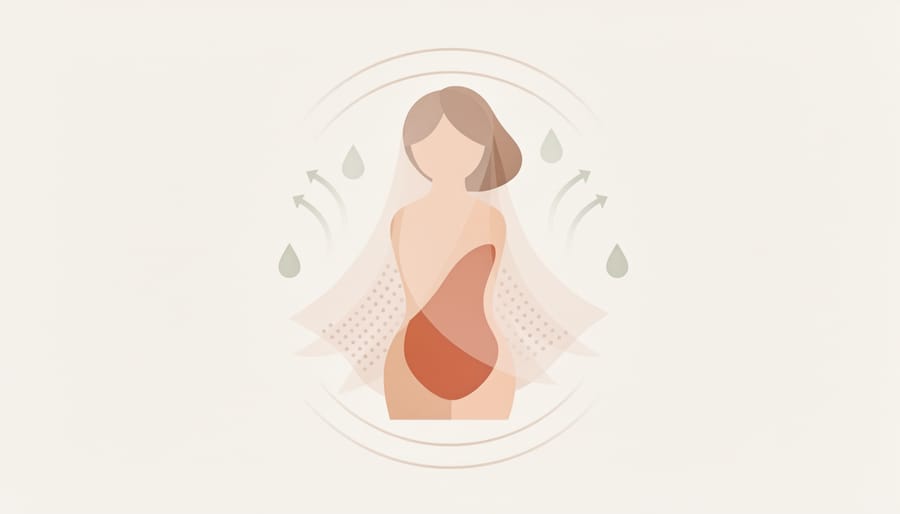 Breathable cotton underwear and a calm robe setting emphasizing gentle intimate care